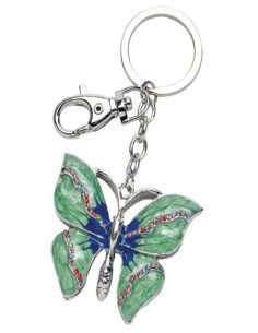 Portachiavi in metallo "Farfalla" Cm. 11x5