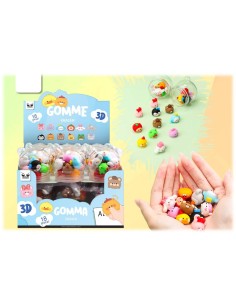 Gommine mini 3D "Animali" in barattolino da 18 pezzi