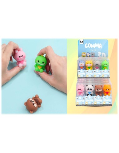 Gommina sagomata "Animal" 3D - Cm. 4x3,5 in scatolina - Soggetti assortiti