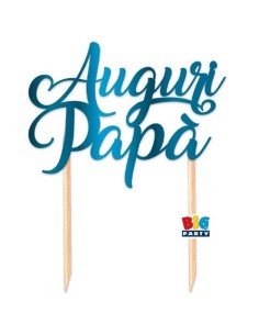 Cake topper cartonato metallizzato scritta Auguri Papà grande