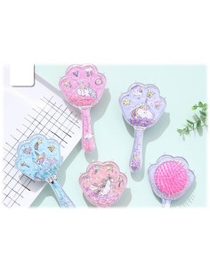 Spazzola per capelli glitterata "Zampetta" Cm. 16x8,5 - Modelli assortiti