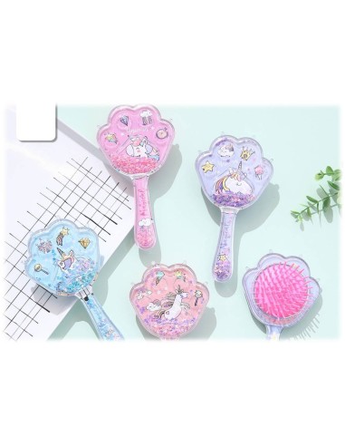 Spazzola per capelli glitterata "Zampetta" Cm. 16x8,5 - Modelli assortiti
