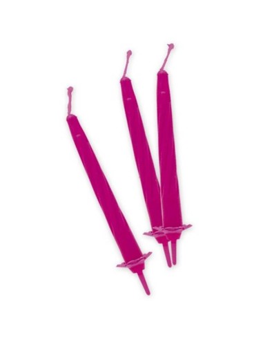 Candeline per torta classica con base Cm. 8 - Blister 12 pezzi - Fuxia