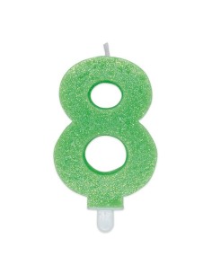 Candelina Cera Numero Glitter Classico Verde - N.8