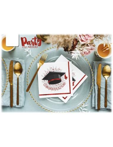 Tovaglioli carta Cm. 33x33 metal  "Congratulazioni" - Blister 20 pezzi