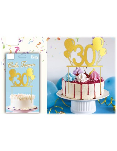 Cake topper acrilico pvc "30" Oro Gold Cm. 18x15