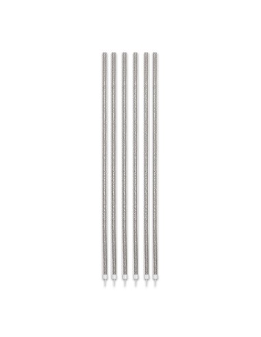 Candeline per torta Fili luminosi glitterati Cm. 16 con base - Blister 16 pezzi - Argento Silver