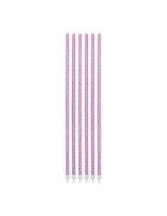 Candeline per torta Fili luminosi glitterati Cm. 16 con base - Blister 16 pezzi - Rosa