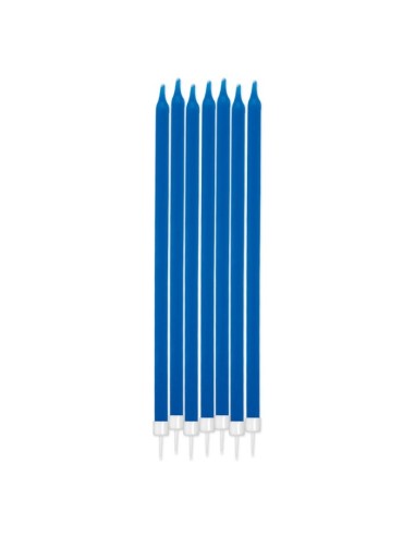 Candeline per torta matite lunghe cm. 15 con basi - Blister 12 pezzi - Perlate celesti