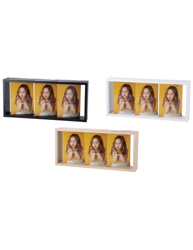 Portafoto mdf 3 foto diagonale - Cm. 35x16 - Colori assortiti