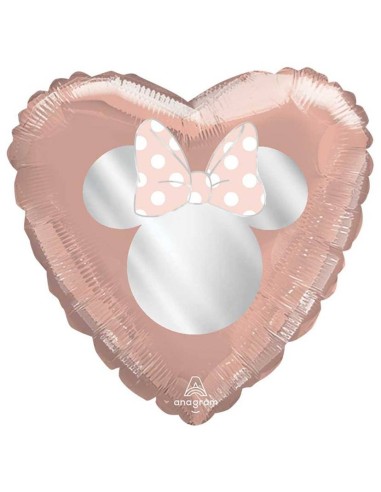 Palloncino mylar 18" Cm. 45 - Minnie Party rosa gold cuore