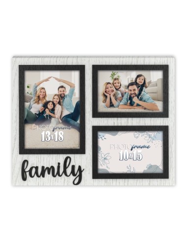 Portafoto multifoto in legno Cm. 28x36 "Family" - Foto Cm. 10x15 e 13x18