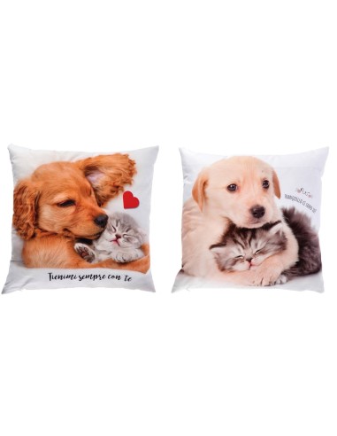 Cuscino in tessuto Cm. 45x45 - Cani e gatti - Soggetti assortiti