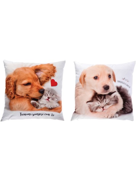 Cuscino in tessuto Cm. 45x45 - Cani e gatti - Soggetti assortiti