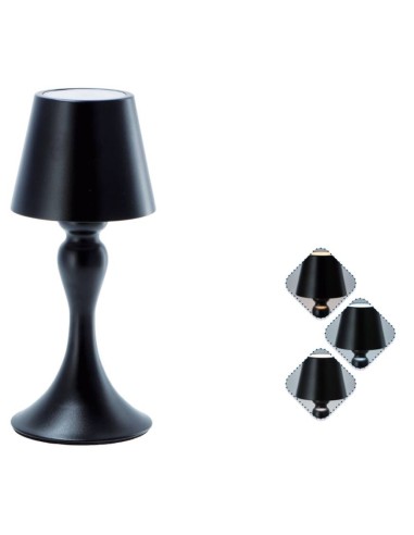 Lampada lumetto touch ricaricabile "Classic" nera Cm. 11x26