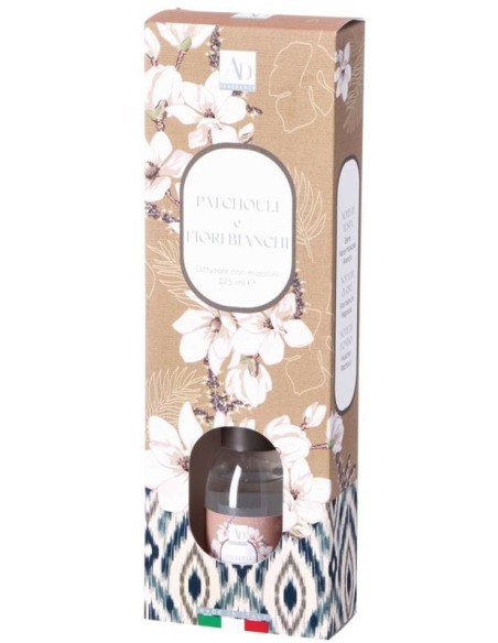 Diffusore essenze con midollini 125 ML - Patchouli e fiori bianchi