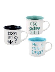 Tazza mug porcellana con scritte umoristiche Cm. 7,5x6,5 - Soggetti assortiti