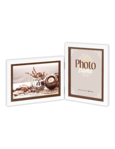 Portafoto doppio in legno Cm. 30x18 - Foto Cm. 10x15