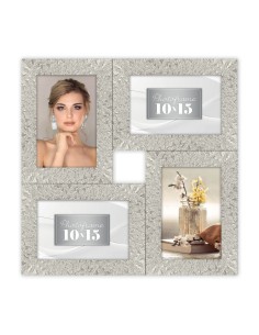 Portafoto multifoto in plastica Cm. 34x35 "Silver" - Foto Cm. 10x15