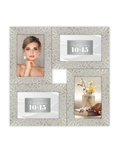 Portafoto multifoto in plastica Cm. 34x35 "Silver" - Foto Cm. 10x15