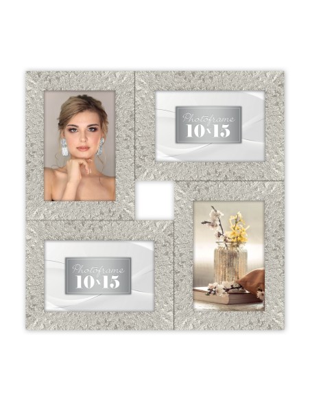 Portafoto multifoto in plastica Cm. 34x35 "Silver" - Foto Cm. 10x15
