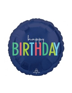 Palloncino mylar 18" Cm. 45 - Happy Birthday Blue