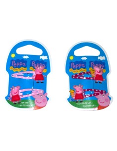 Fermacapelli molletta clic clac pois Peppa Pig - Blister 2 pezzi