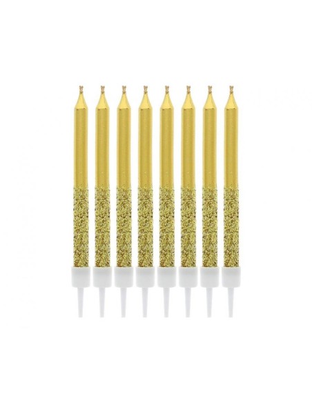 Candeline per torta matite Cm. 6 - Gold Glitter - Blister 8 pezzi