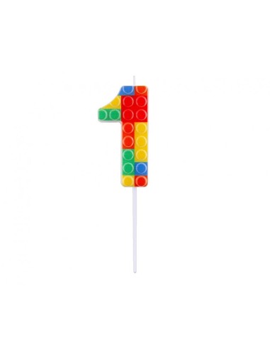Candelina per torta numero "Briks blocks" Cm. 10,5x3,5 - Nr. 0/9 - Confezione 10 pz