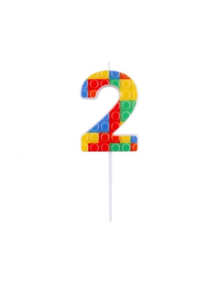 Candelina per torta numero "Briks blocks" Cm. 10,5x3,5 - Nr. 0/9 - Confezione 10 pz