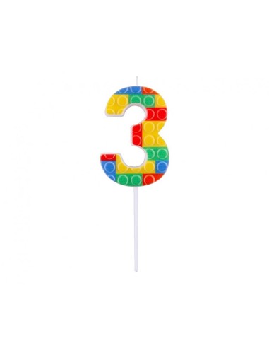 Candelina per torta numero "Briks blocks" Cm. 10,5x3,5 - Nr. 0/9 - Confezione 10 pz
