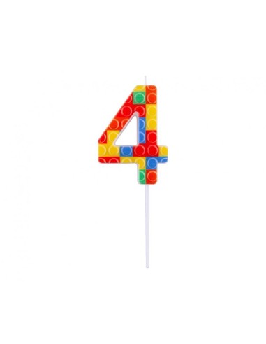 Candelina per torta numero "Briks blocks" Cm. 10,5x3,5 - Nr. 0/9 - Confezione 10 pz