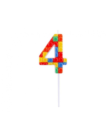 Candelina per torta numero "Briks blocks" Cm. 10,5x3,5 - Nr. 0/9 - Confezione 10 pz
