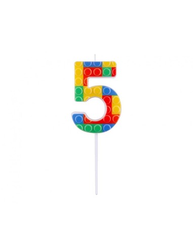 Candelina per torta numero "Briks blocks" Cm. 10,5x3,5 - Nr. 0/9 - Confezione 10 pz