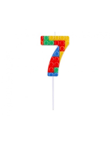 Candelina per torta numero "Briks blocks" Cm. 10,5x3,5 - Nr. 0/9 - Confezione 10 pz