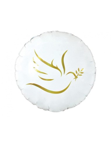 Palloncino mylar 18" Cm. 45 - Prima Comunione Colomba Gold