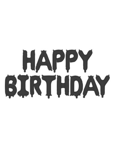 Palloncino mylar scritta Happy Birthday Cm. 340x35 - Black