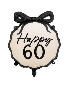 Palloncino mylar tondo con fiocco Cm. 47x53 - Beige - 60