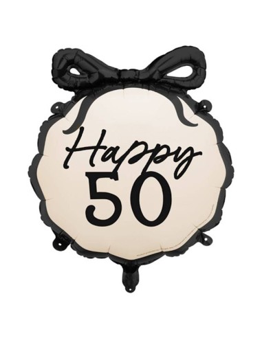 Palloncino mylar tondo con fiocco Cm. 47x53 - Beige - 50