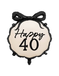 Palloncino mylar tondo con fiocco Cm. 47x53 - Beige - 40