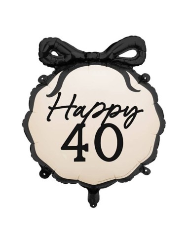 Palloncino mylar tondo con fiocco Cm. 47x53 - Beige - 40