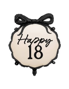 Palloncino mylar tondo con fiocco Cm. 47x53 - Beige - 18