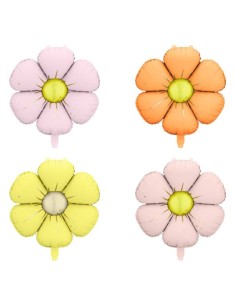 Palloncini mylar "Flower" Cm. 65 - Multicolor - Blister 4 pezzi