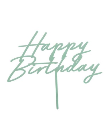 Cake topper acrilico "Happy Birthday" Cm. 16,5 - Verde
