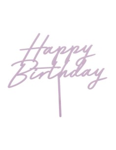 Cake topper acrilico "Happy Birthday" Cm. 16,5 - Purple