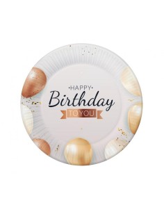 Piatto carta Cm. 18 Happy Birthday Balloon - Confezione 6 pezzi