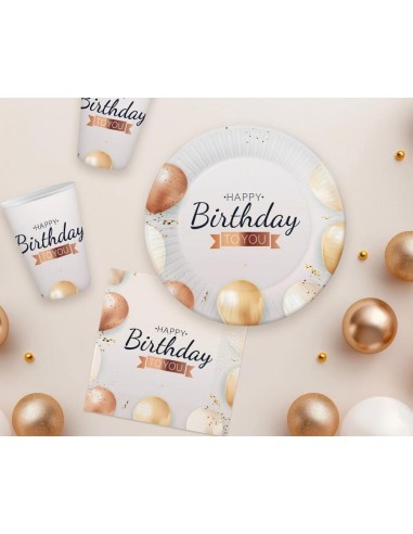 Piatto carta Cm. 18 Happy Birthday Balloon - Confezione 6 pezzi