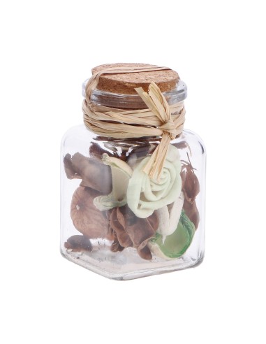 Barattolino vetro con Pou Pourri profumato 170 Gr. Cm. 6x6x9 - Fragranze assortite