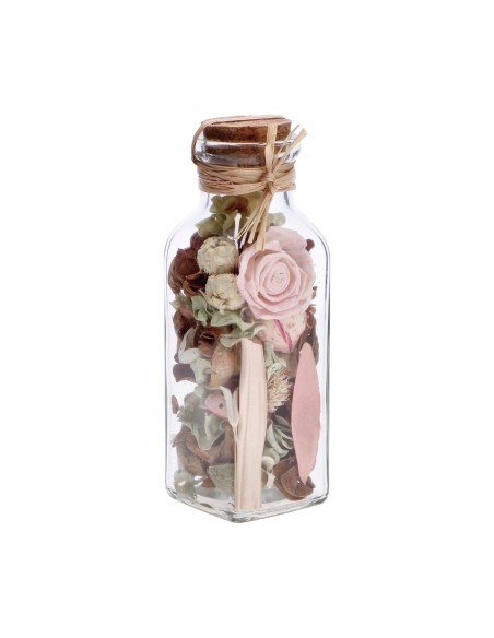 Bottiglietta vetro con Pot Pourri profumato 350 Gr. Cm. 6x6x19 - Fragranze assortite