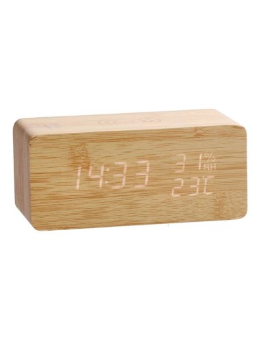 Orologio sveglia led mdf con base ricarica wireless Cm. 17x8x8 - Colori assortiti